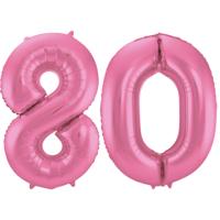 Folat Verjaardag Leeftijd folieballon - 80 jaar - roze - 86 cm - cijferballon groot