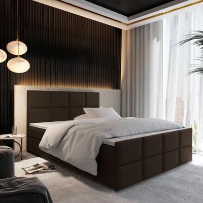 OP=OP Opberg Boxspring Levi 180 x 220 cm Skaileer Taupe - Extra Hoog - Incl. voetbord