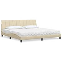 Bed met matras "Hanko" stof crèmekleurig 200x200 cm