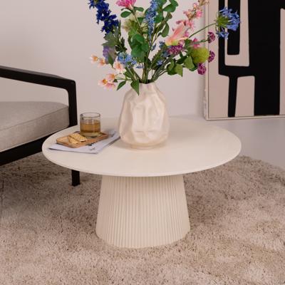 Livingfurn Ronde Salontafel 'Patrice' Mangohout, 80cm, kleur Ivoor