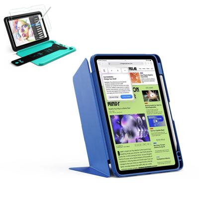 iPad Air 11" (M4) 2026 Bundle Flip Magnetic Case with Pencil Holder & Armorite® Paper-Feel Protection - Navy Blue