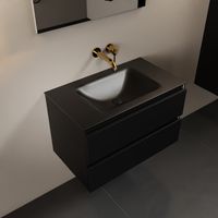 MONDIAZ AIVY 80cm badmeubel Urban, wastafel Urban solid surface midden zonder kraangat met spiegel (AI-351171URBAN-NO - AI-M80URMI - AI-S80X70)