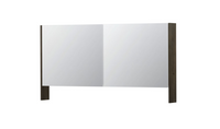 INK SPK3 spiegelkast met 2 dubbel gespiegelde deuren, open planchet, stopcontact en schakelaar 140 x 14 x 74 cm, fineer charcoal