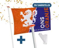 Ons oranje vlag aan huis set