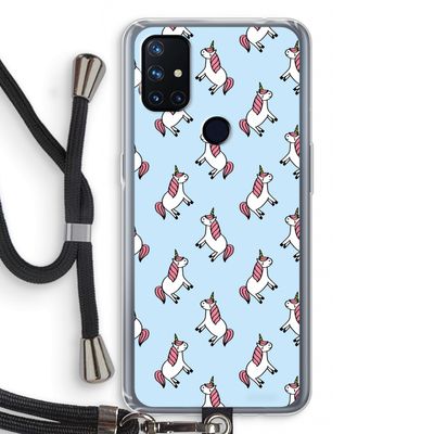 Eenhoorns overal: OnePlus Nord N10 5G Transparant Hoesje met koord