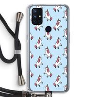 Eenhoorns overal: OnePlus Nord N10 5G Transparant Hoesje met koord