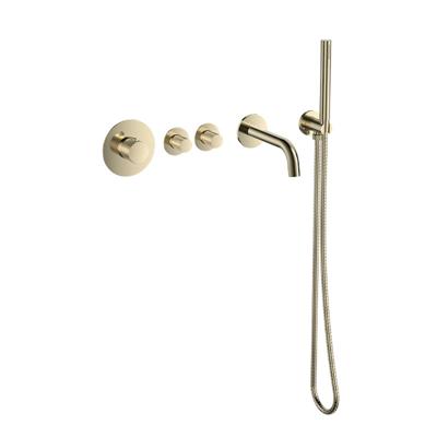Badset Inbouw Deluxe Sanilux Giles Met Box Thermostaat Geribbelde Knop Goud Geborsteld Sanilux