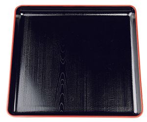 Zwart/Rood Vierkante Tray - Lacquerware - 36cm