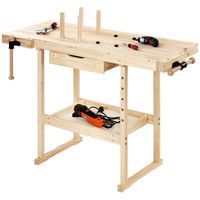 Houten werkbank, Werktafel, Hobbytafel, bankschroef