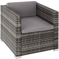 tectake® - Wicker fauteuil Lignano - grijs - 404783