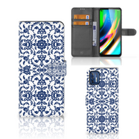 Motorola Moto G9 Plus Hoesje Flower Blue - thumbnail