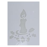 Kerst raamsjabloon kaars - wit - 35 cm - raamdecoratie - kerstversiering
