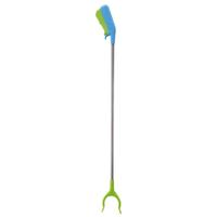 Afvalgrijper voor kinderen - 2x - 77 cm - groen/blauw