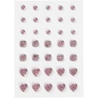 Vivi Gade Strasstenen, rond, vierkant, hart, afm 6+8+10 mm, roze, 35 stuk/ 1 doos