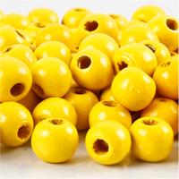 Creativ Company Houten kralen, d 10 mm, gatgrootte 3 mm, ca. 70 stuk, geel, 20 gr/ 1 doos