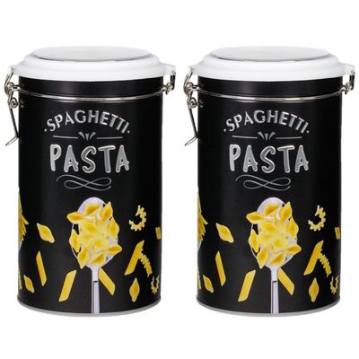 Set van 2x stuks pasta voorraadbussen/bewaarblikken metaal 11 x 19 cm