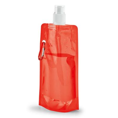 Opvouwbare Waterfles - oranje - kunststof - 460 ml - schroefdop - karabijnhaak - waterzak Opvouwbare Waterfles - oranje - kunststof - 460 ml - schroefdop - karabijnhaak - waterzak