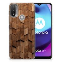 Bumper Hoesje voor Motorola Moto E20 | E40 Wooden Cubes - thumbnail