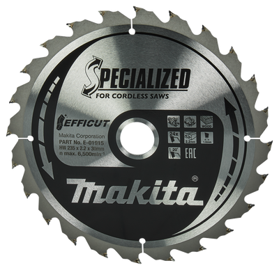 Makita Accessoires Cirkelzaagblad Hout | Efficut 235x30x2,2 24T 20g - E-01915 - E-01915