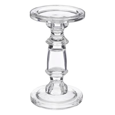 Atmosphera kaarsen kandelaar Decoglass - voor stompkaarsen - glas - transparant - 11 x 19 cm