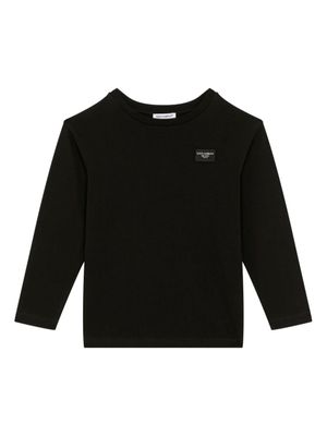 Dolce & Gabbana Kids t-shirt en coton à logo pailleté - Noir