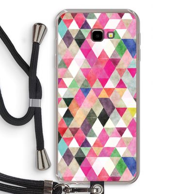 Gekleurde driehoekjes: Samsung Galaxy J4 Plus Transparant Hoesje met koord