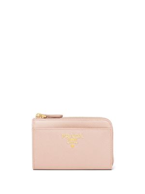 Prada portefeuille en cuir à détail de porte-clés - Rose