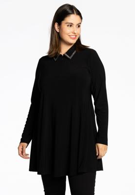 Yoek Tunic wide bottom strass | Zwart | Maat 42/44