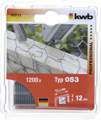 Nieten type 053/353 staaldraad 12 mm 1200 st. - Kwb