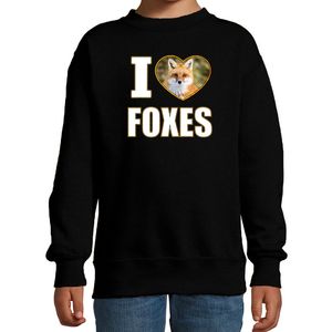 I love foxes sweater / trui met dieren foto van een vos zwart voor kinderen