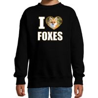 I love foxes sweater / trui met dieren foto van een vos zwart voor kinderen - thumbnail