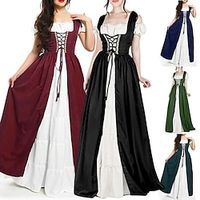 Retro vintage Middeleeuws Renaissance Chemise OverDress Viking Iers Elf Walhalla Dames Tweedelig Halloween Vakantie Casual / Dagelijks Festival Kleding Lightinthebox