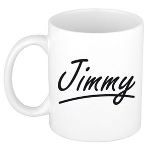 Naam cadeau mok / beker Jimmy met sierlijke letters 300 ml