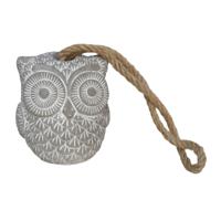 Gerimport Deurstop Uil - grijs- beton - 13 x 13 x 15 cm - woonaccessoires - deurstopper