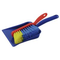 Stoffer en blik - 2x - voor kinderen - gekleurd - 22 x 14 cm - schoonmaakset kinderen