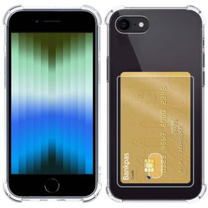 Basey iPhone SE 2022 Hoesje Siliconen Hoes Case Cover met Pasjeshouder - Transparant