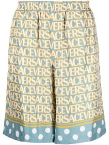 Versace short en soie Versace Allover - Bleu