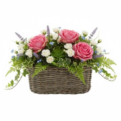 VD Leeden Plantenmand Klassiek - bruin - rechthoek?- 50 x 20 x 20 cm - rotan - gevlochten riet