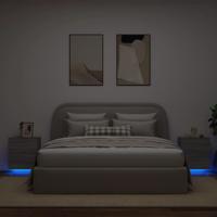 Nachtkastjes met LED-verlichting 2 st bewerkt hout grijs sonoma - thumbnail