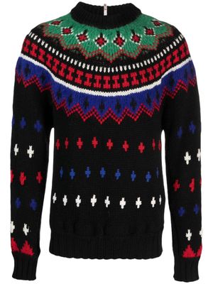 Moncler Grenoble pull en jacquard à design nervuré - Noir