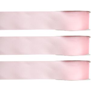 3x Hobby/decoratie roze satijnen sierlinten 1,5 cm/15 mm x 25 meter