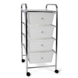 Badkamer trolley/kastje met 4 lades en plank 36 x 76 cm van kunststof - Opberg trolley