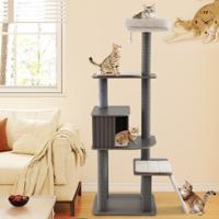 171 CM Krabpaal Multi-Level Kattentoren met Zitkussen Afneembare Matten Krabpaal Sisal Krabplank Klimmeubilair voor Katten