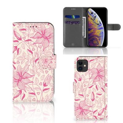 Apple iPhone 11 Hoesje Pink Flowers | Portemonnee hoesje
