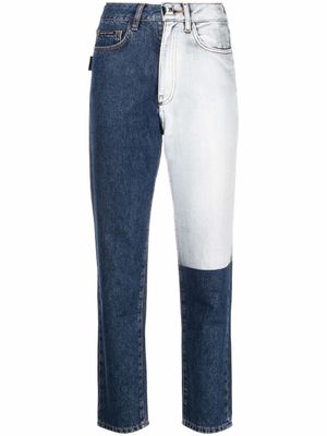 Philipp Plein jean bicolore à design patchwork - Bleu