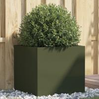 VidaXL Plantenbak 49x47x46 cm staal olijfgroen