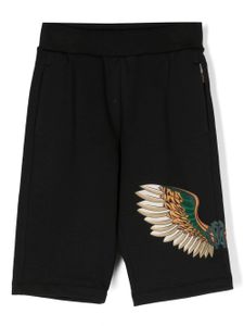 Roberto Cavalli Junior short de sport à patch Wing - Noir