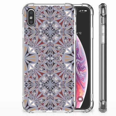 Apple iPhone Xs Max Anti-Shock Hoesje Flower Tiles Apple iPhone Xs Max Anti-Shock Hoesje Flower Tiles