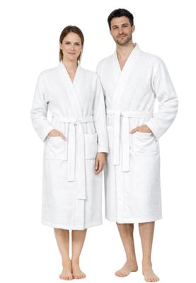 Badrock Witte lichtgewicht saunabadjas met naam borduren - wafel katoen