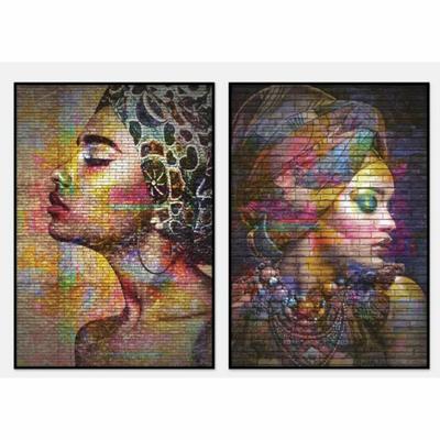 Canvas DKD Home Decor Koloniaal Afrikaanse (40 x 3,5 x 55 cm) (2 Stuks)